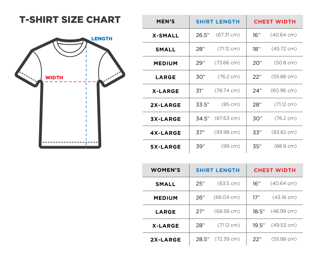 Us T Shirt Size Chart Cm